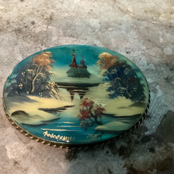 Hand Painted Flower Brooch (Antique) JUST FABULOUS - Picture 8 of 8